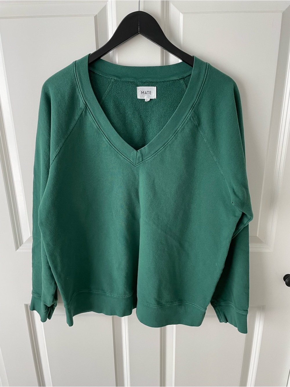 MATE the Label Green Organic Cotton V Neck Sweatshirt Womens Size M/L